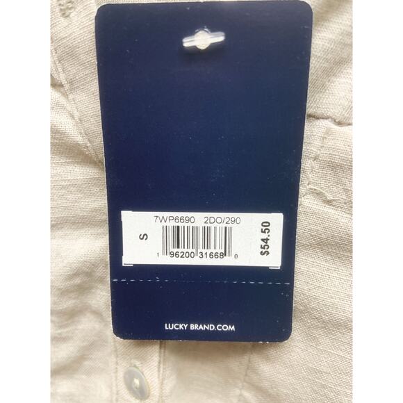 Lucky Brand Beige Cap Cuffed Sleeve V Neck Top Size XS MSRP $54.50 NWT - Picture 2 of 6